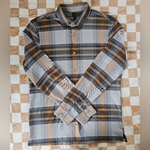 Lululemon Athletica Gray and Brown Casual Button Down Shirt